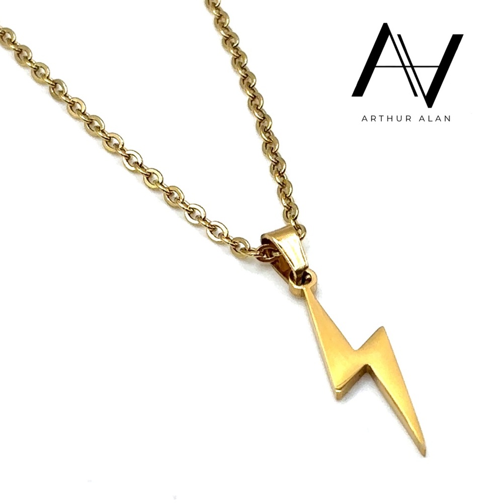 Lightning Bolt Necklace (Gold) | Arthur Alan Jewelry